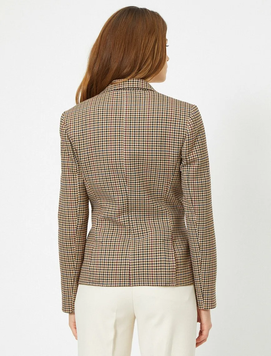 16520 Brown Tailored Crop Check Jacket