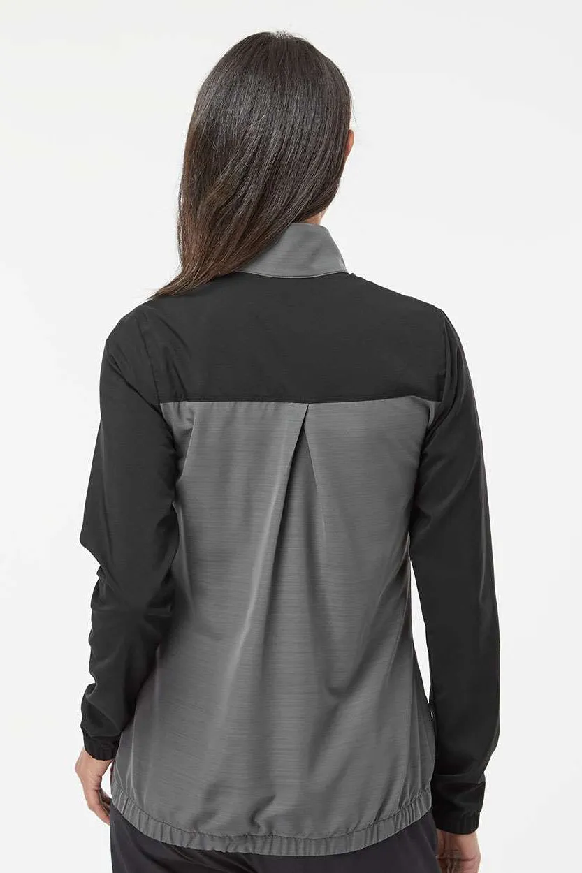 Adidas Womens Colorblock Water Resistant Full Zip Windshirt Jacket - Black/Heather Black