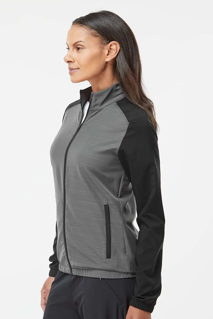 Adidas Womens Colorblock Water Resistant Full Zip Windshirt Jacket - Black/Heather Black