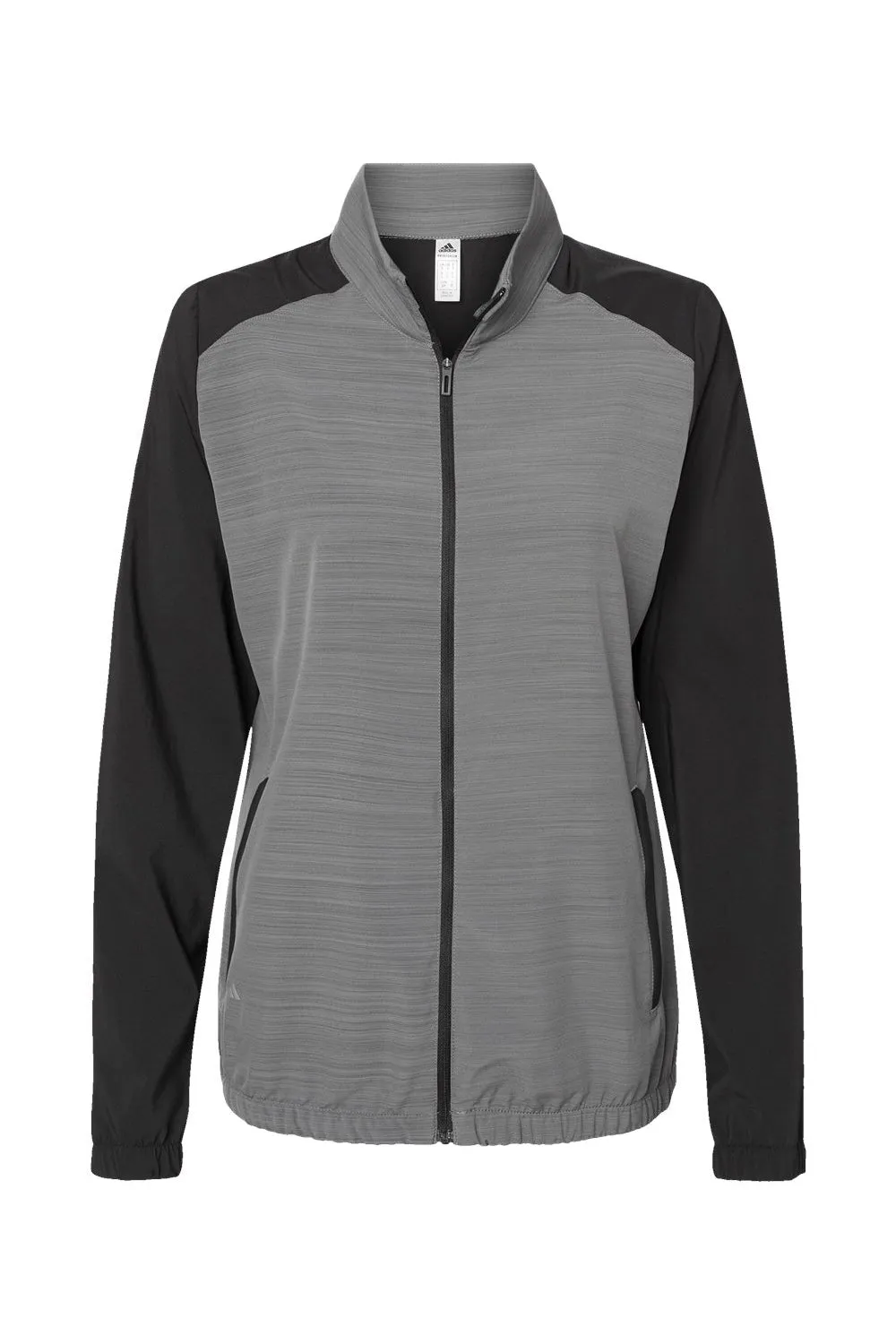 Adidas Womens Colorblock Water Resistant Full Zip Windshirt Jacket - Black/Heather Black