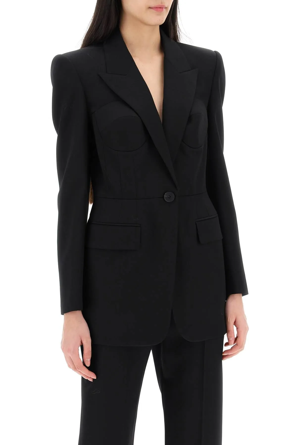 Alexander Mcqueen Fitted Jacket With Bustier Details