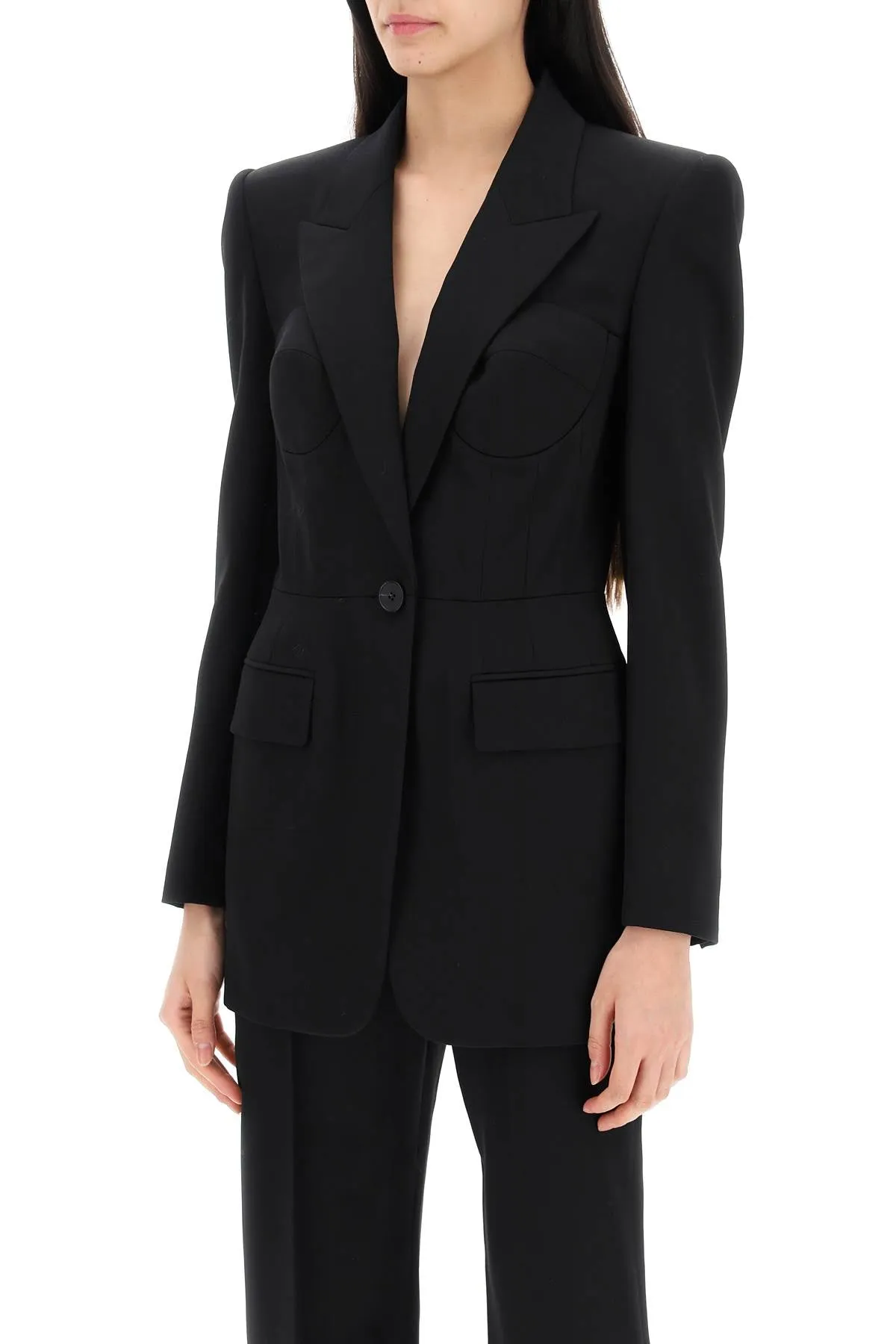 Alexander Mcqueen Fitted Jacket With Bustier Details