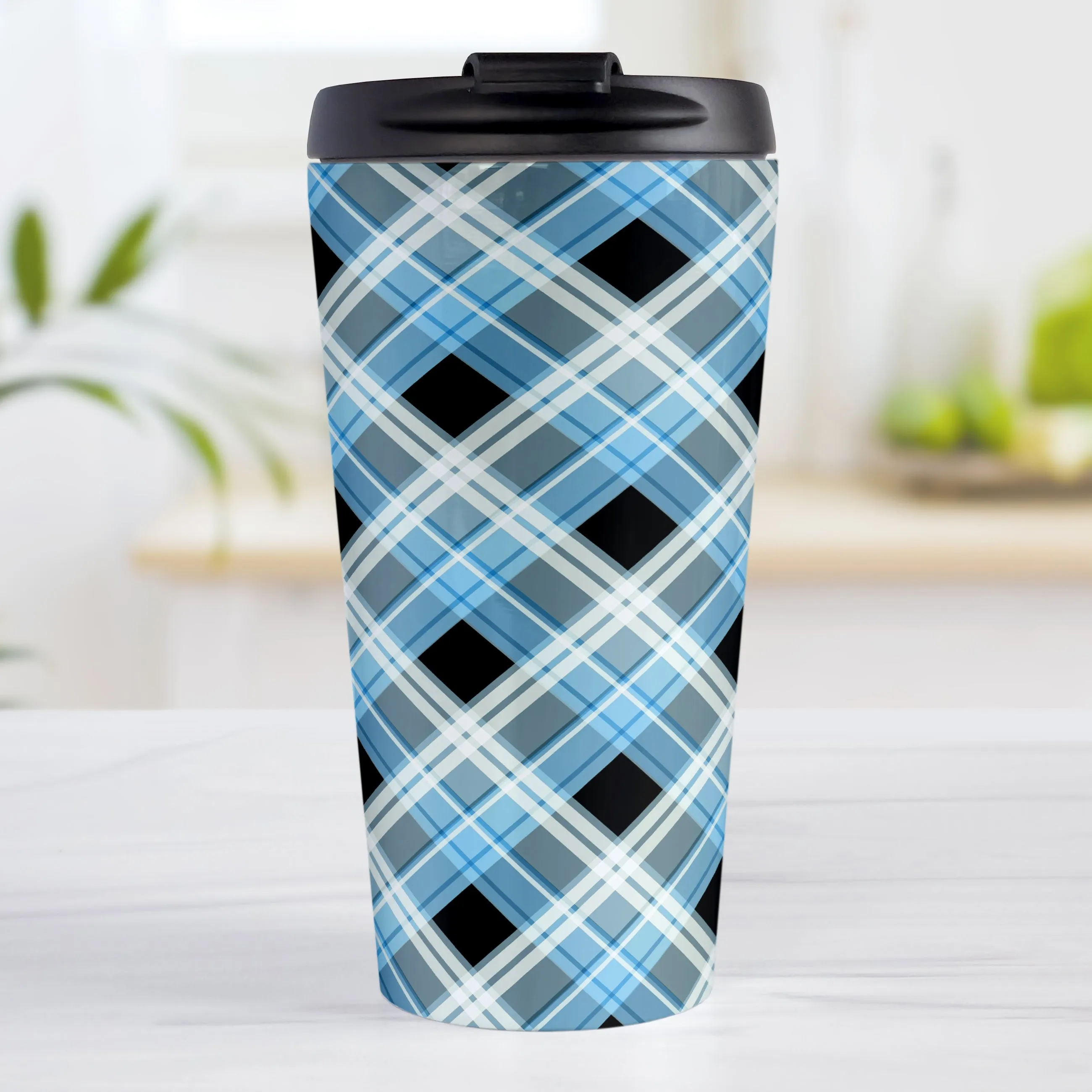 Alternative Blue Plaid Travel Mug