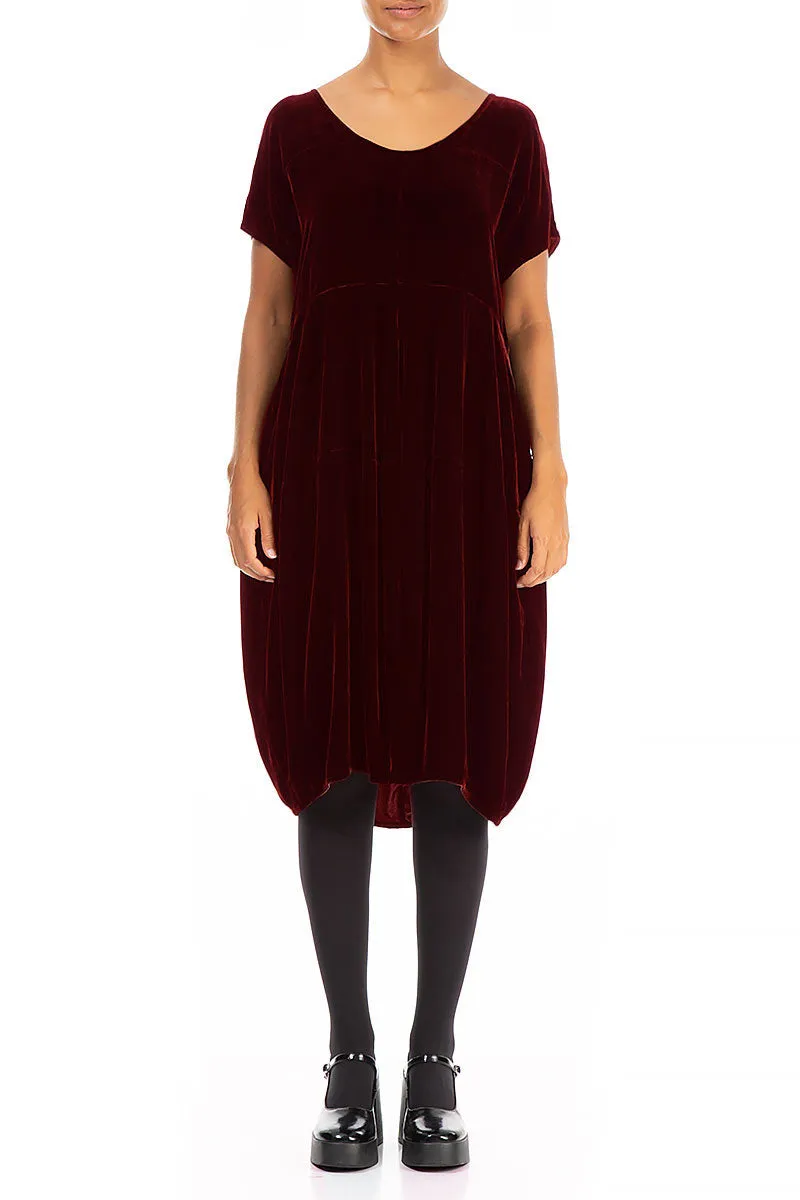 Balloon Bordeaux Silk Velvet Dress