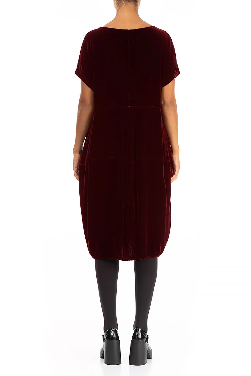 Balloon Bordeaux Silk Velvet Dress