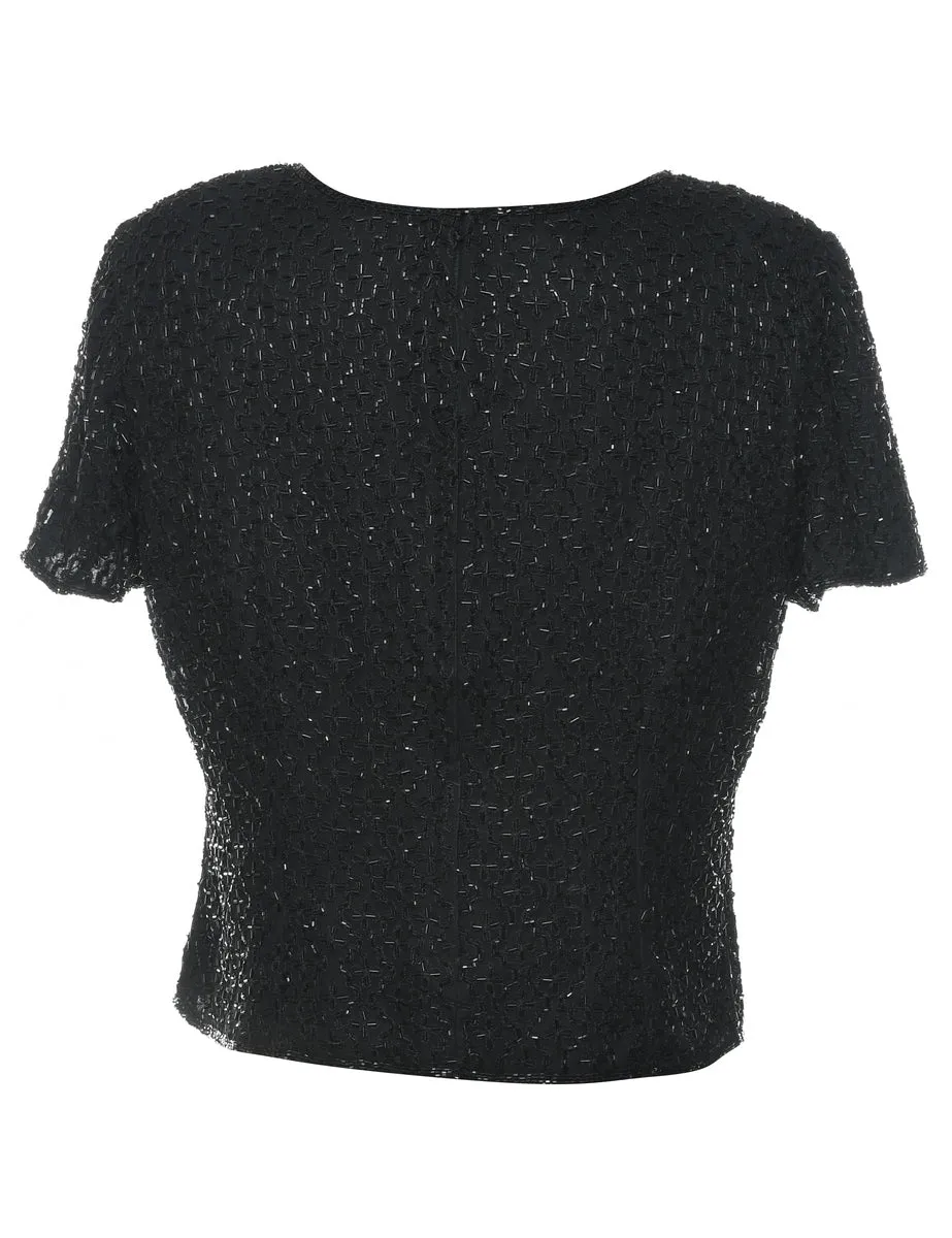 Beaded Silk Party Top - L