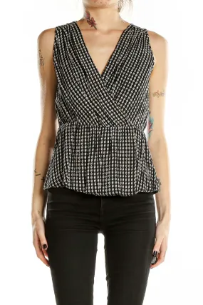 Black and White Geometric Print Peplum Top