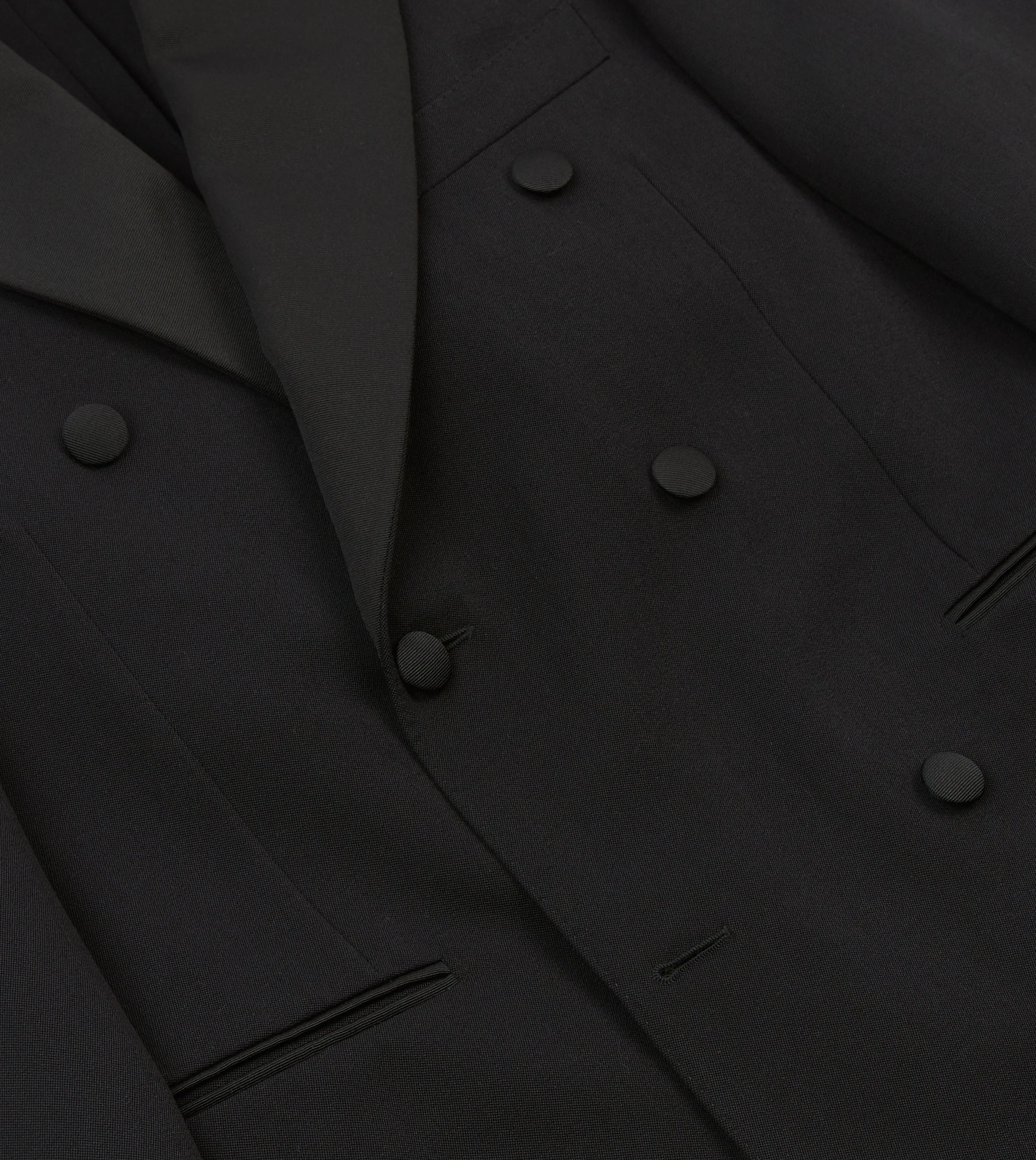 Black Barathea Wool Double-Breasted Dinner Jacket