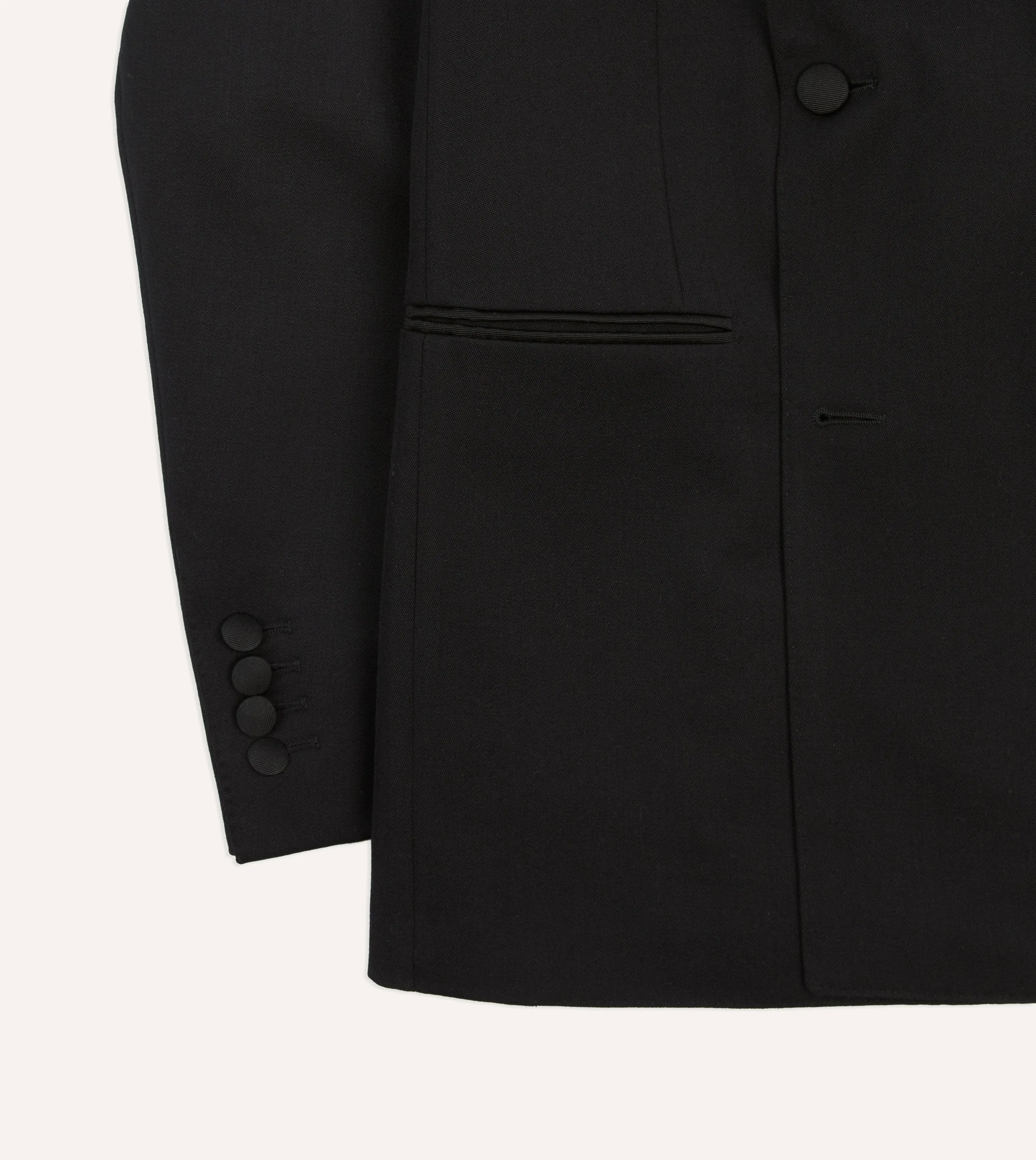 Black Barathea Wool Double-Breasted Dinner Jacket