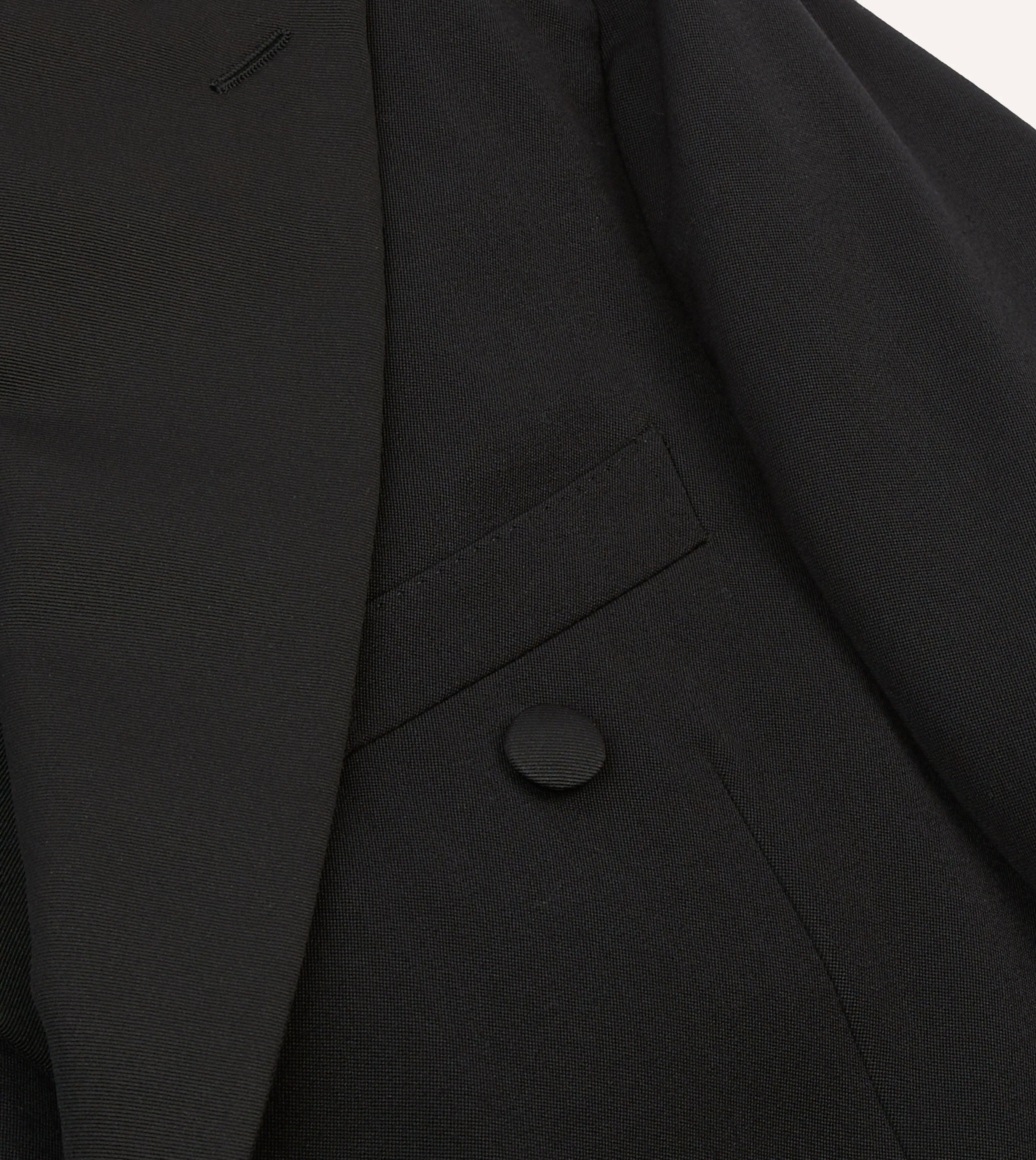 Black Barathea Wool Double-Breasted Dinner Jacket