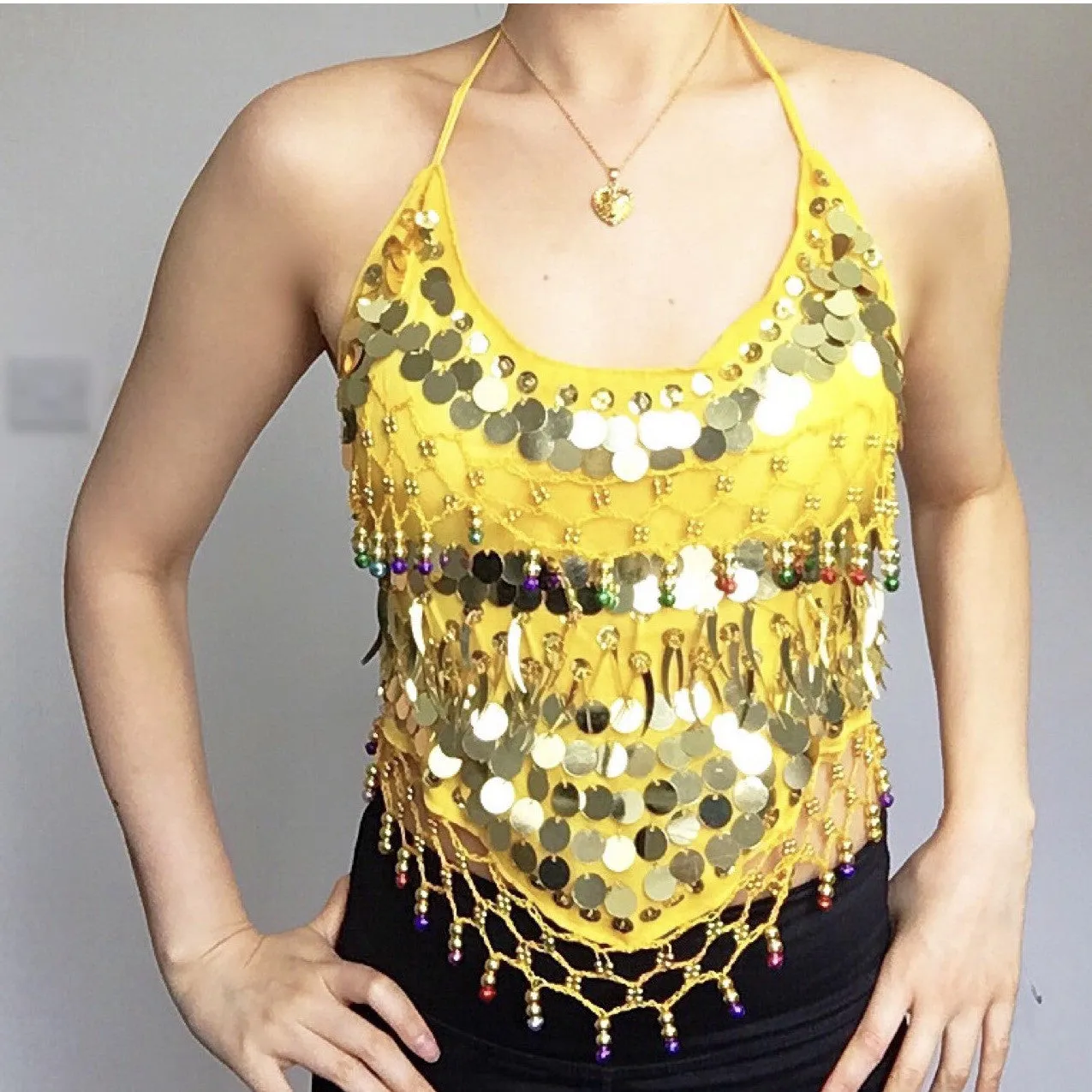 BOHO COIN BEADED TOP