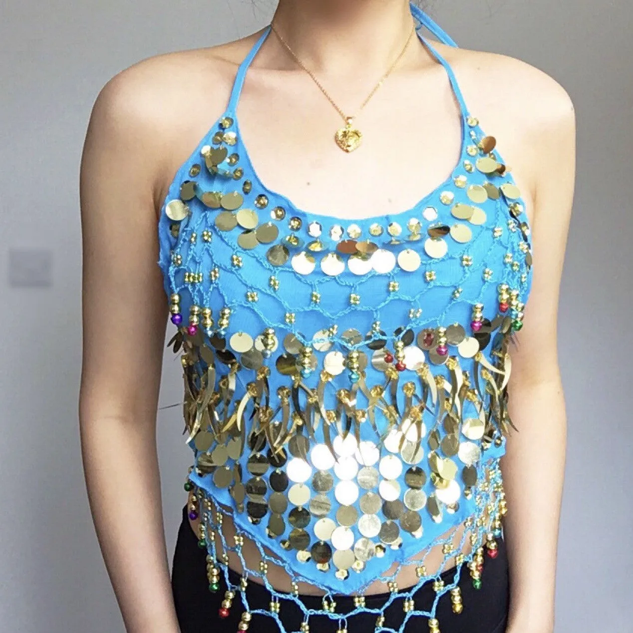 BOHO COIN BEADED TOP