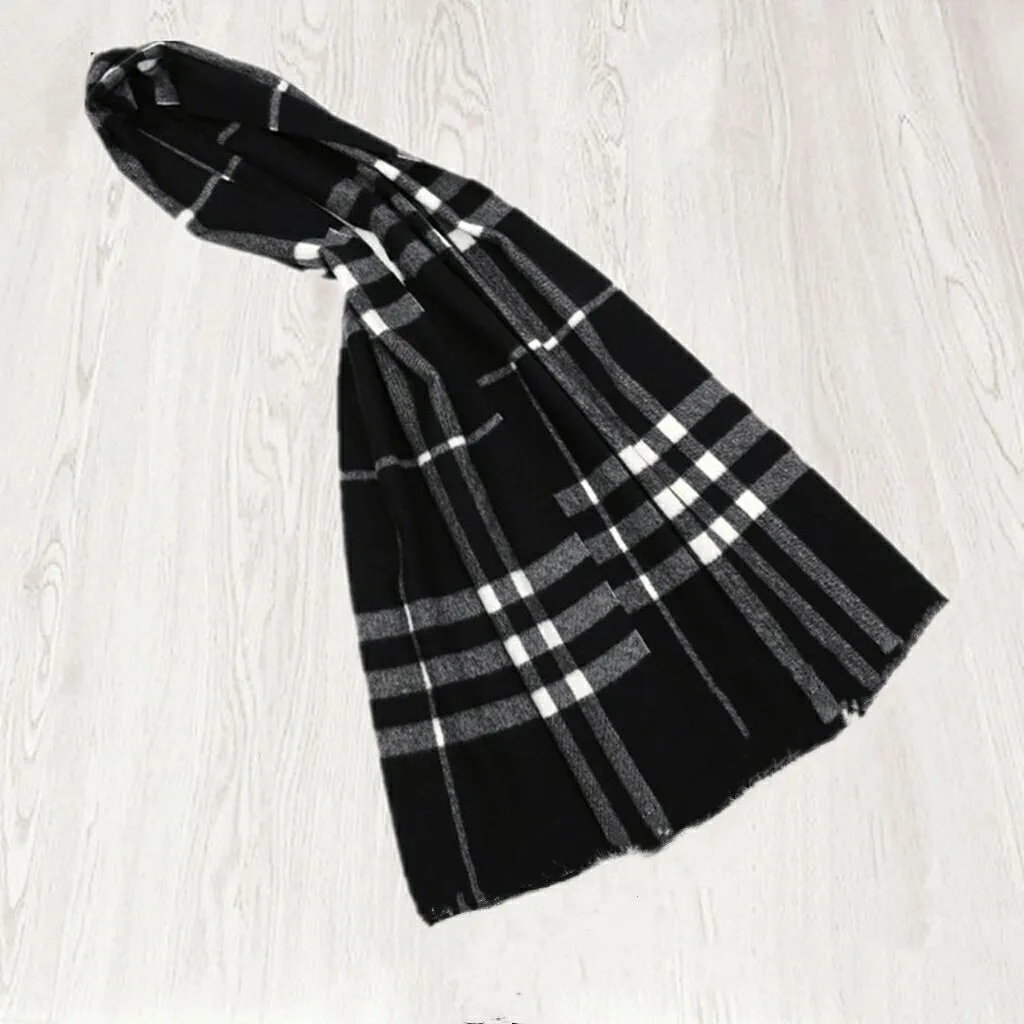 Classic British Plaid & Cotton Scarf Wrap for Women