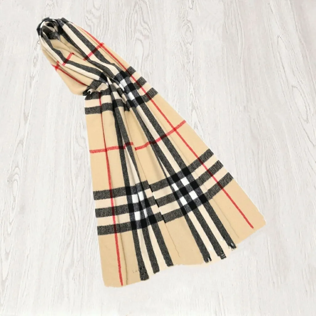 Classic British Plaid & Cotton Scarf Wrap for Women