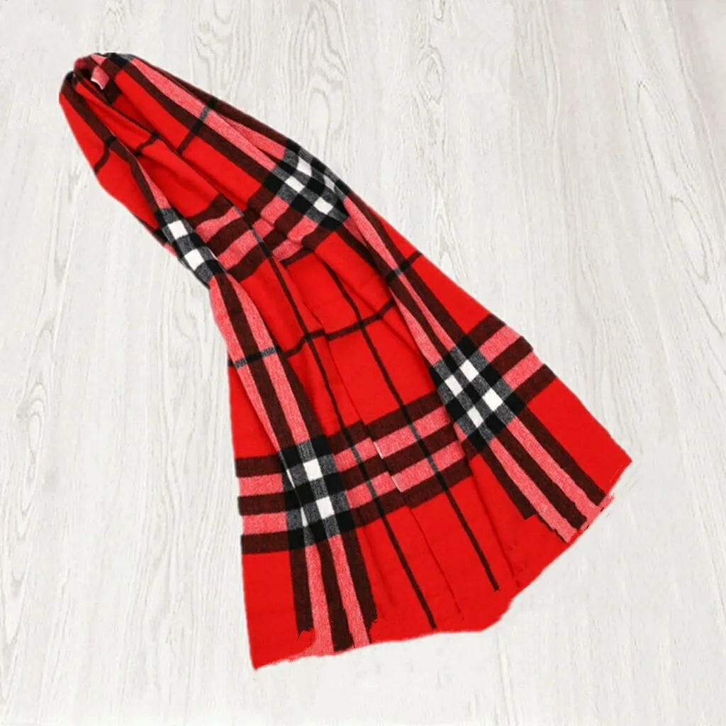 Classic British Plaid & Cotton Scarf Wrap for Women