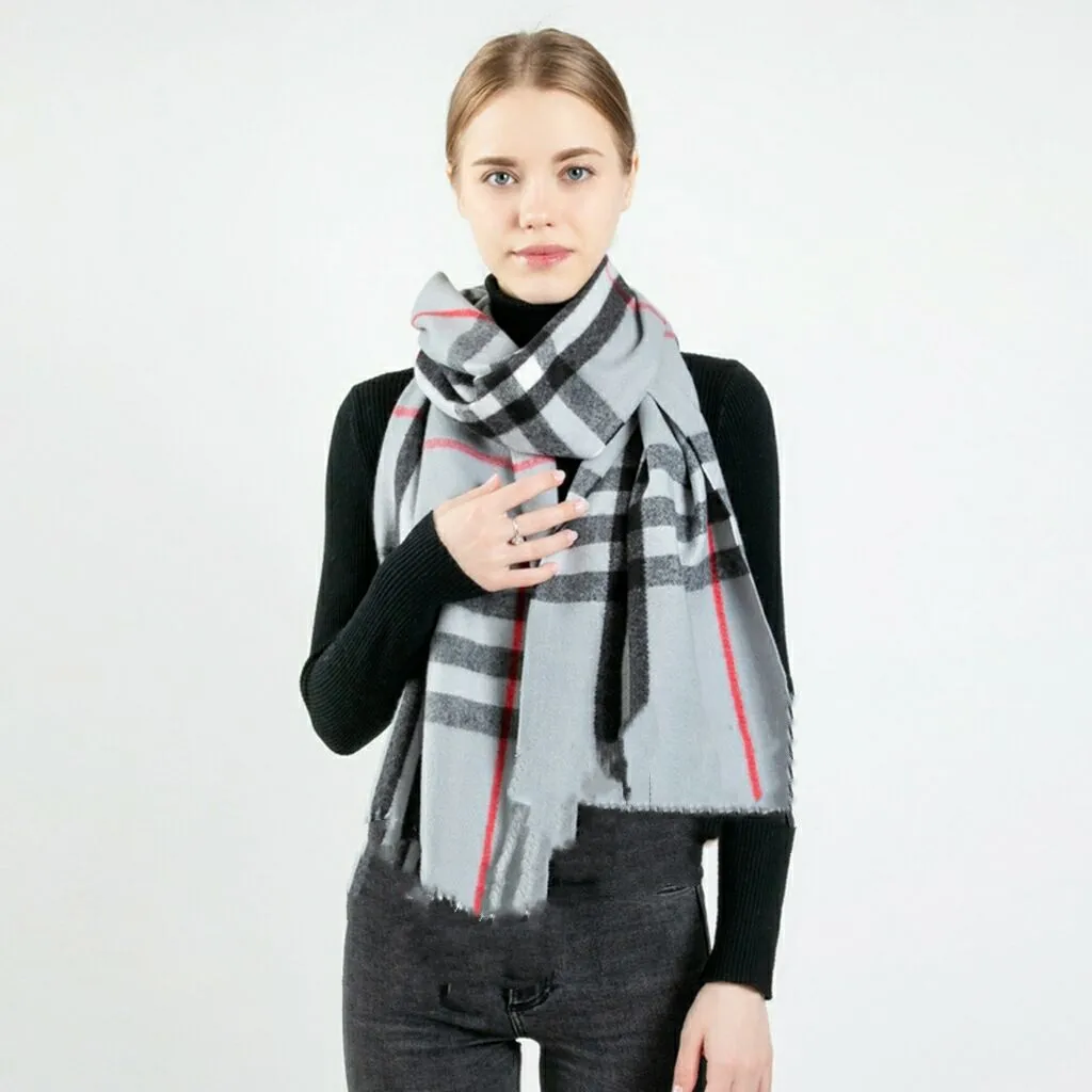 Classic British Plaid & Cotton Scarf Wrap for Women