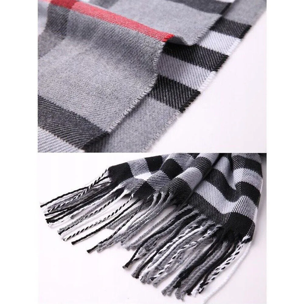 Classic British Plaid Cashmere Feel Winter Scarf Wrap