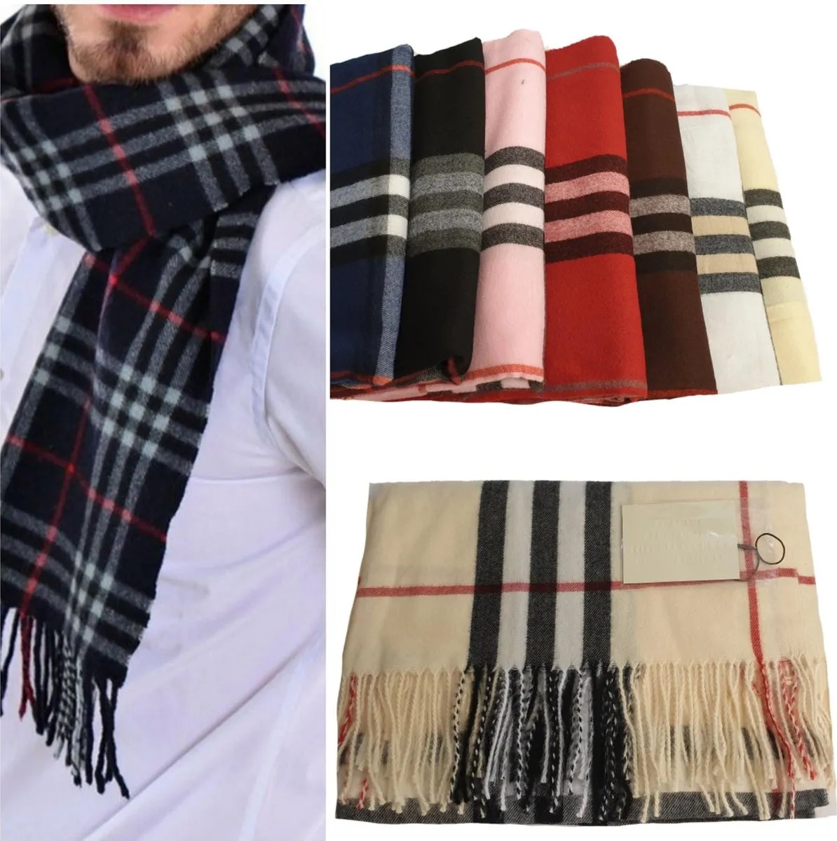 Classic British Plaid Cashmere Feel Winter Scarf Wrap