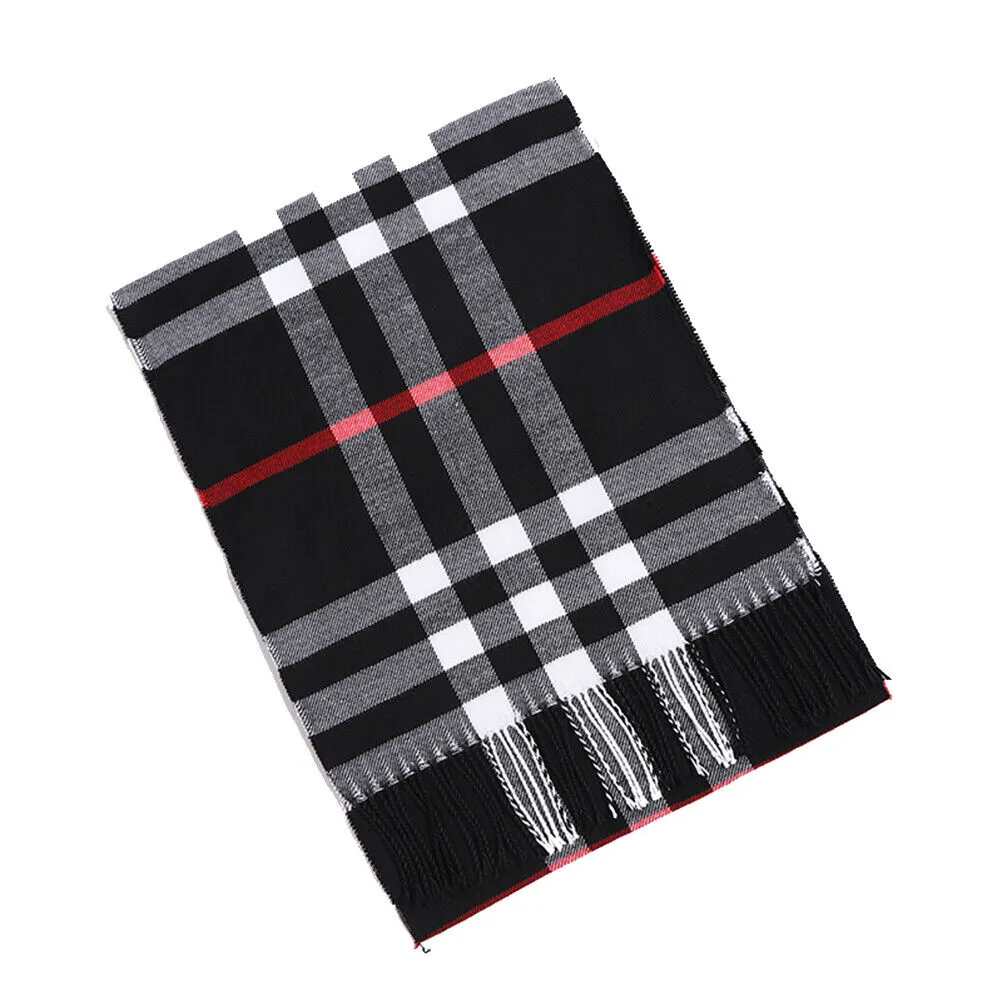 Classic British Plaid Cashmere Feel Winter Scarf Wrap