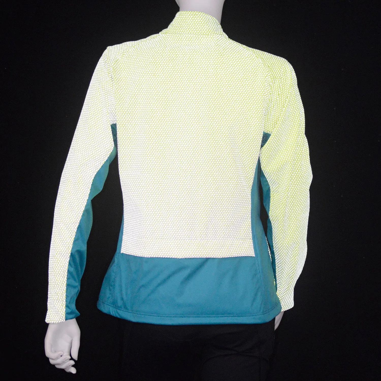 Dover Women's Softshell Reflective Running Jacket in Flo Lime/Peacock