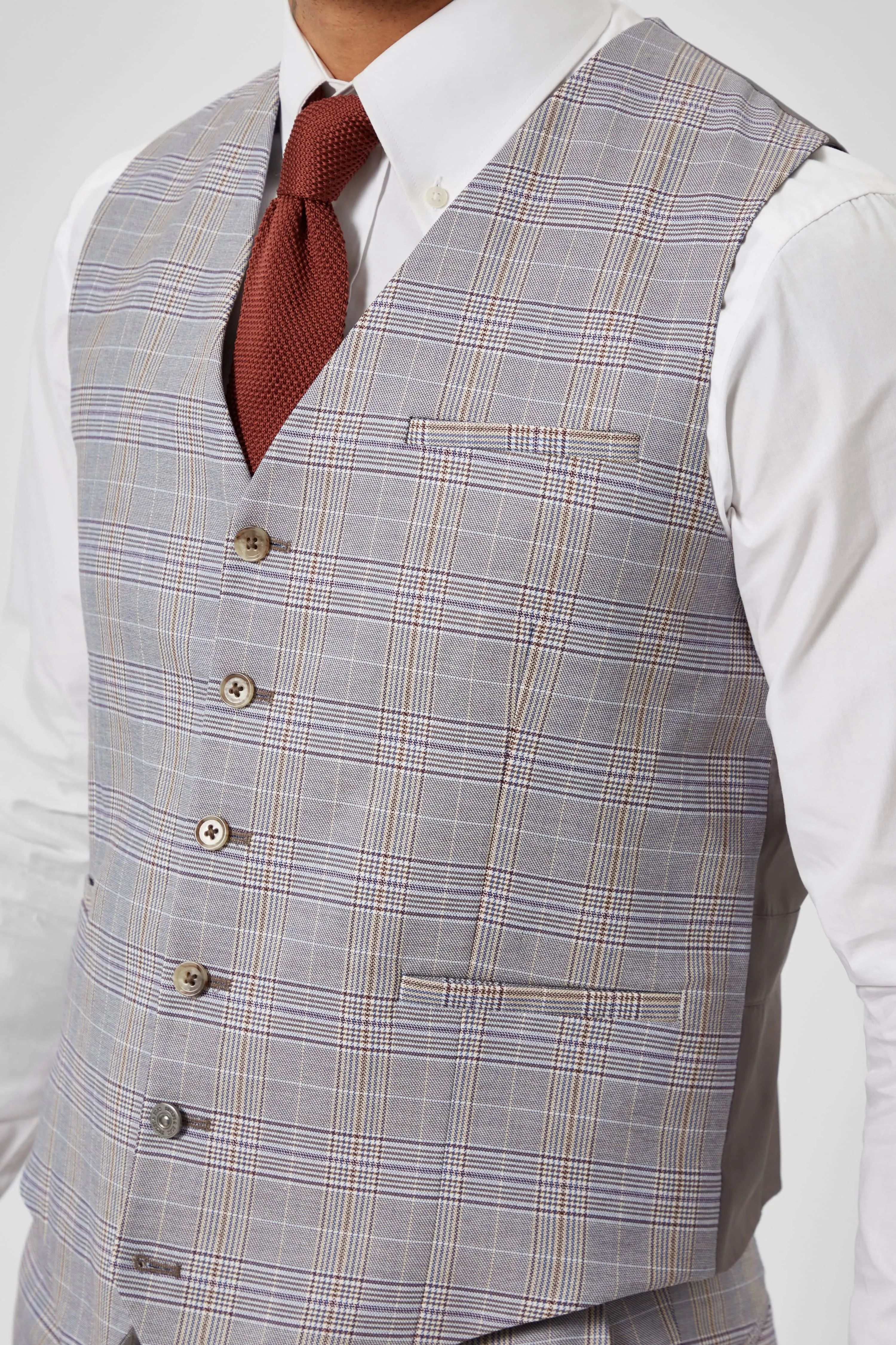 Earlswood Slim Fit Grey Check Waistcoat