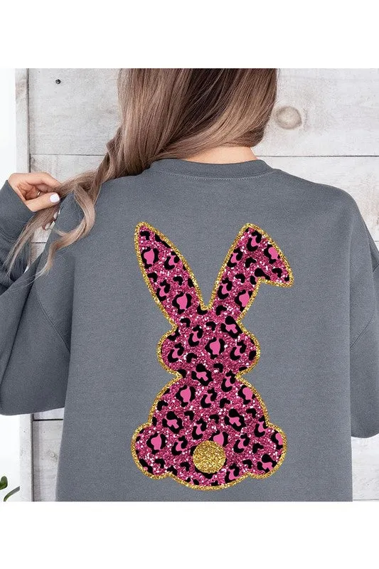 Easter Bunny Faux Glitter Back Graphic Sweatshirts