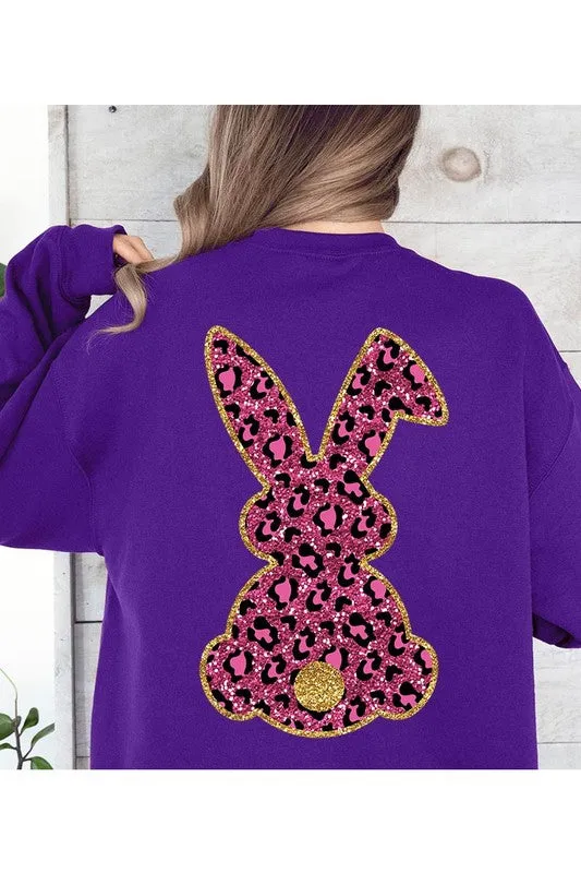 Easter Bunny Faux Glitter Back Graphic Sweatshirts