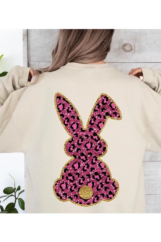 Easter Bunny Faux Glitter Back Graphic Sweatshirts