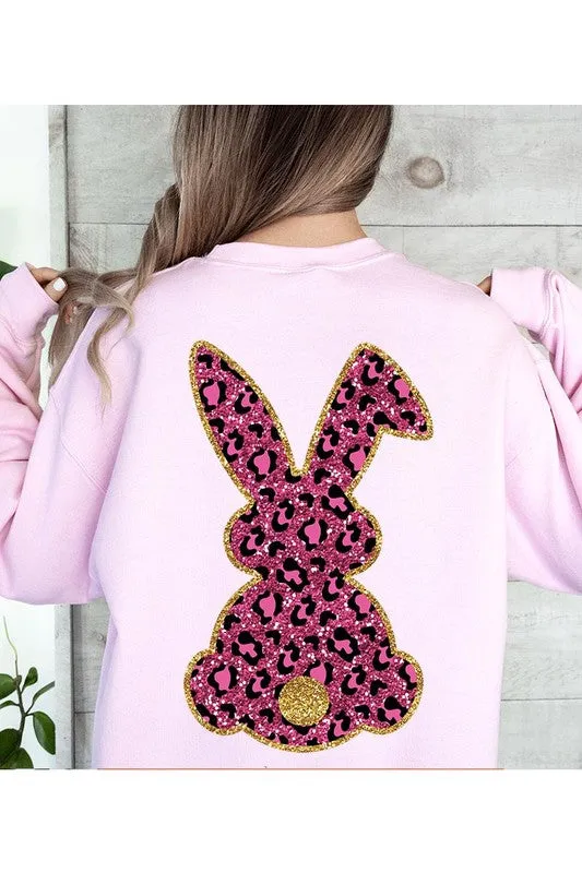 Easter Bunny Faux Glitter Back Graphic Sweatshirts