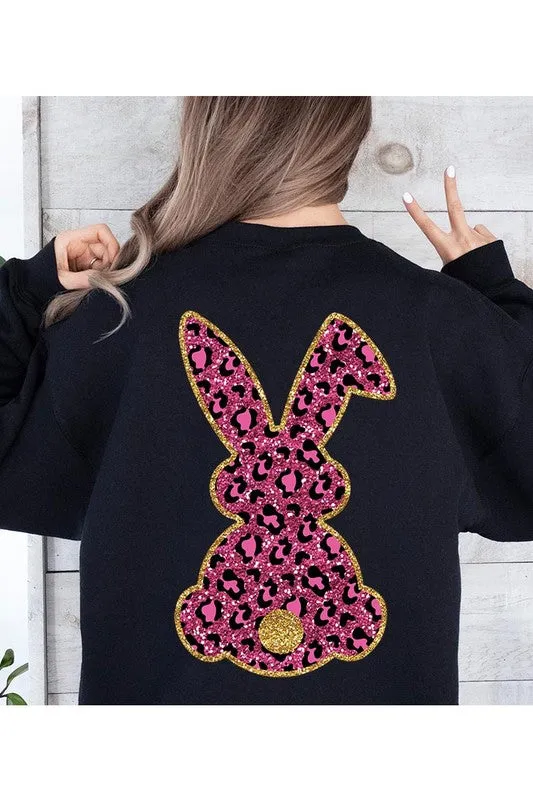 Easter Bunny Faux Glitter Back Graphic Sweatshirts