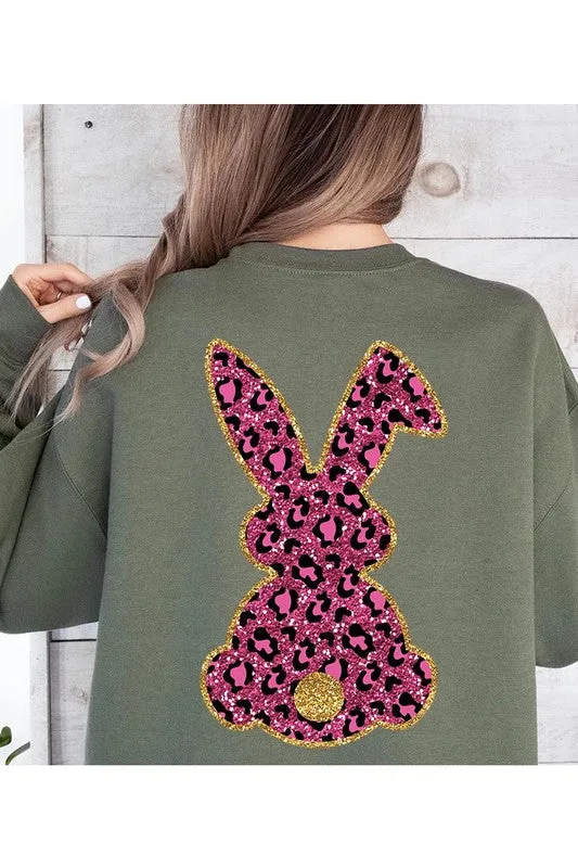 Easter Bunny Faux Glitter Back Graphic Sweatshirts