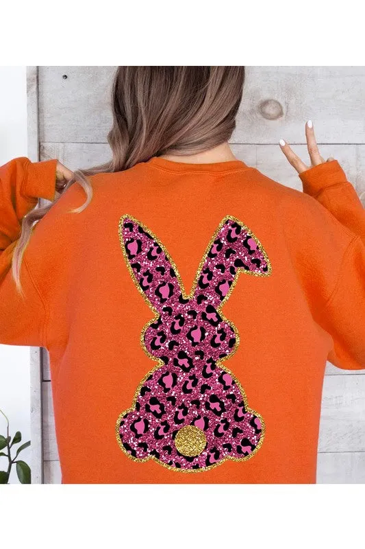 Easter Bunny Faux Glitter Back Graphic Sweatshirts