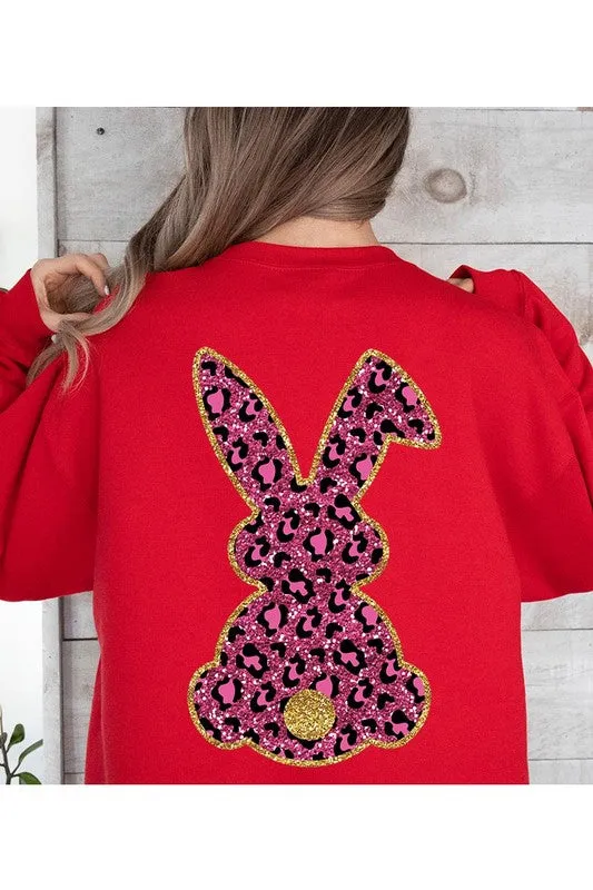 Easter Bunny Faux Glitter Back Graphic Sweatshirts