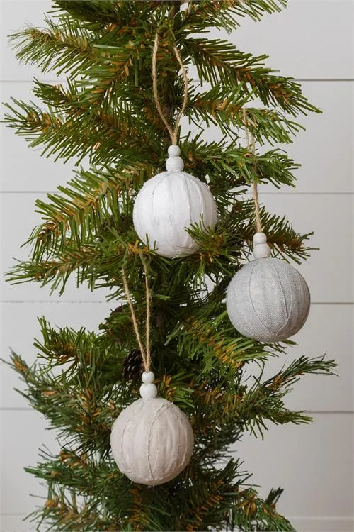 Fabric Covered Balls Christmas Ornament, 4"