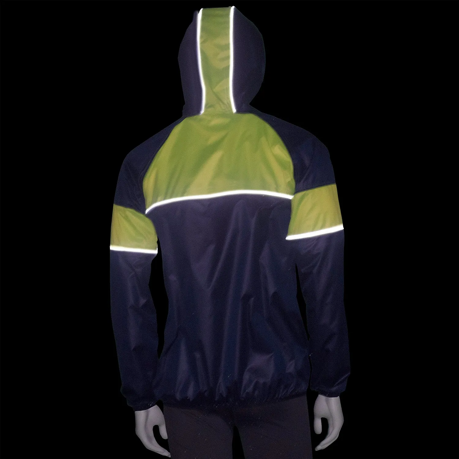 FINAL SALE: Venture Packable Men's Reflective Jacket in Navy / Flo Lime