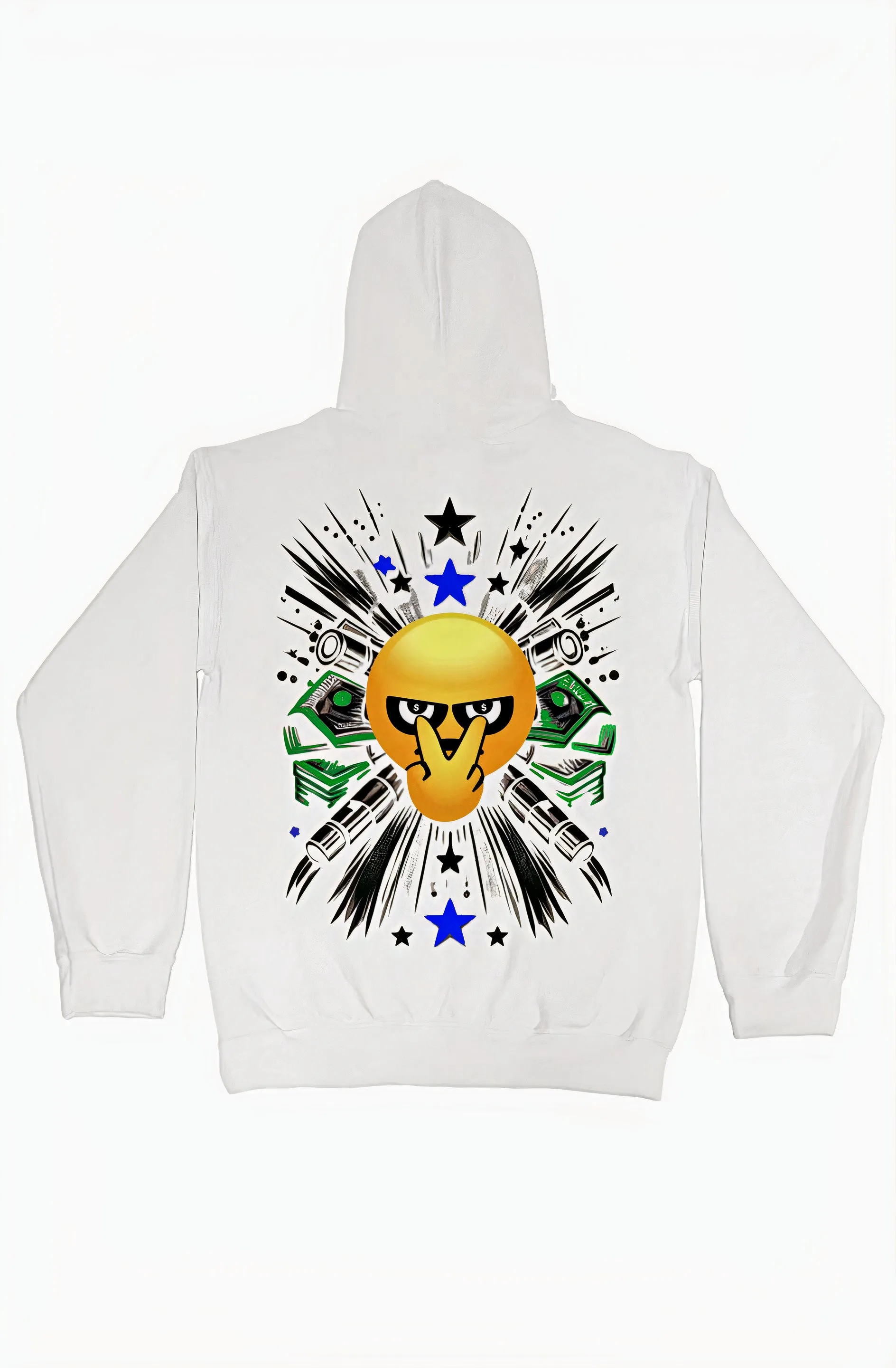 FOCUS RICH FR & EMOJI LOGOS HYBRID HOODIE (WHITE)