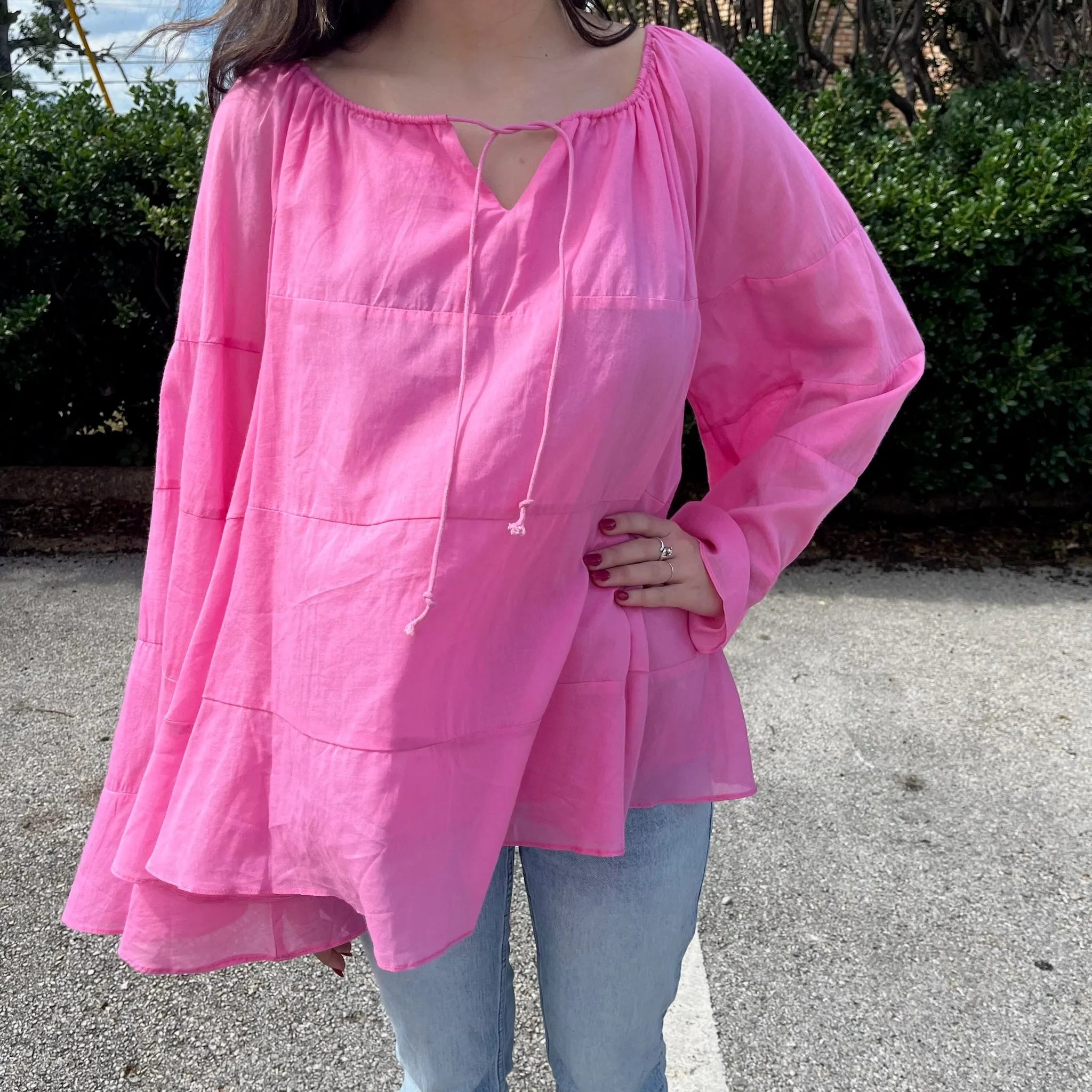 Go With The Flow Blouse- Pink