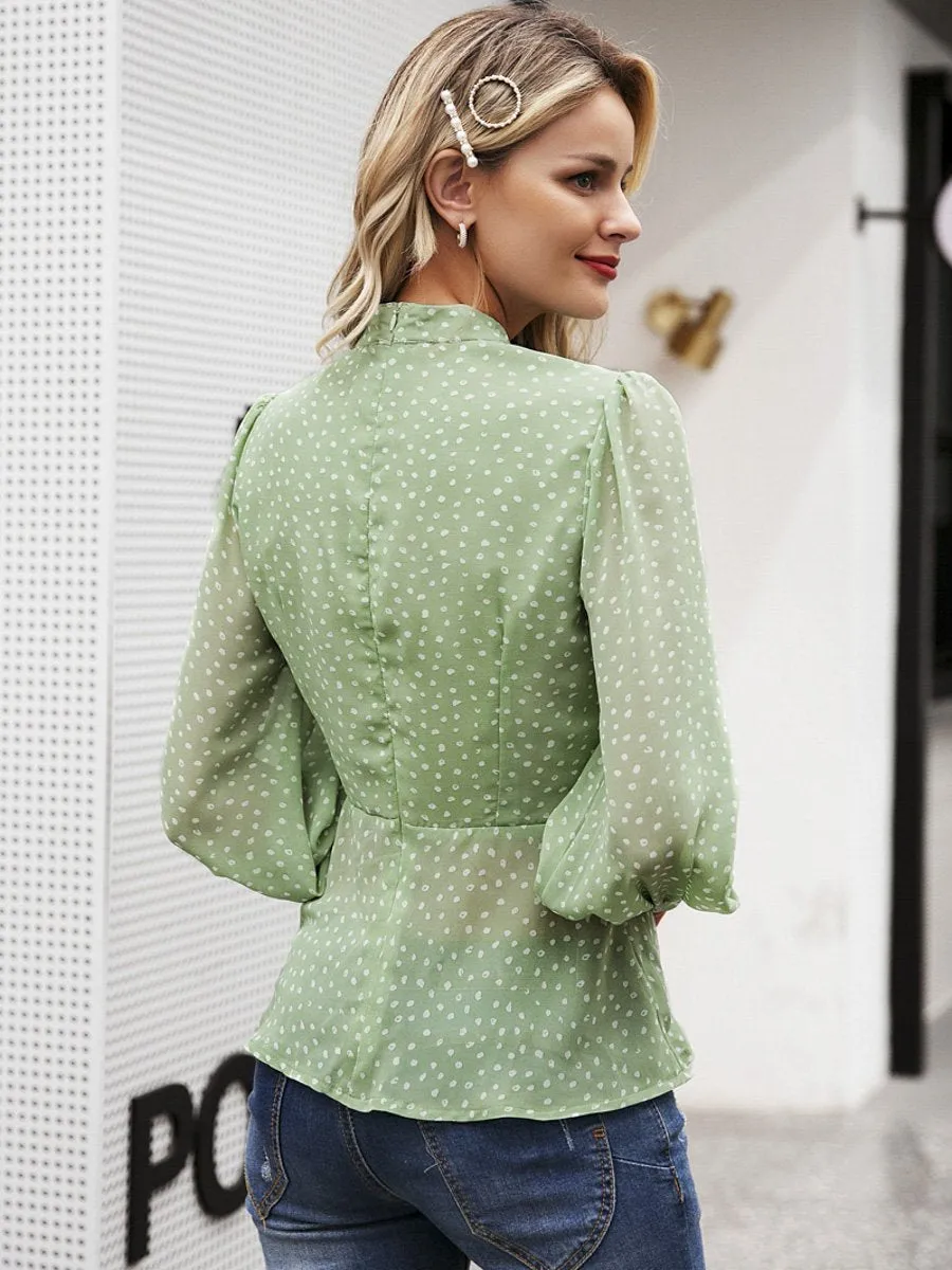 High Waist Peplum Tops - Green