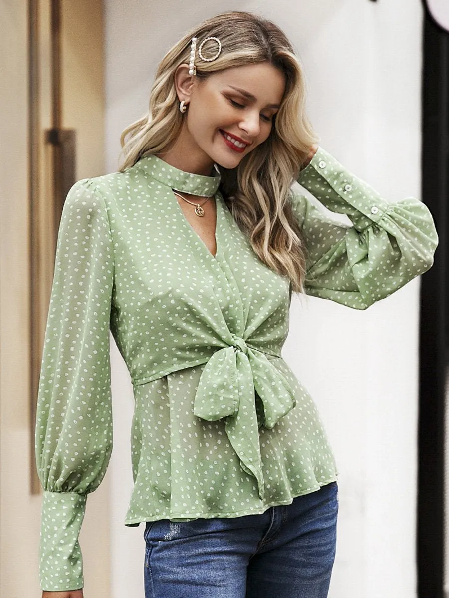 High Waist Peplum Tops - Green