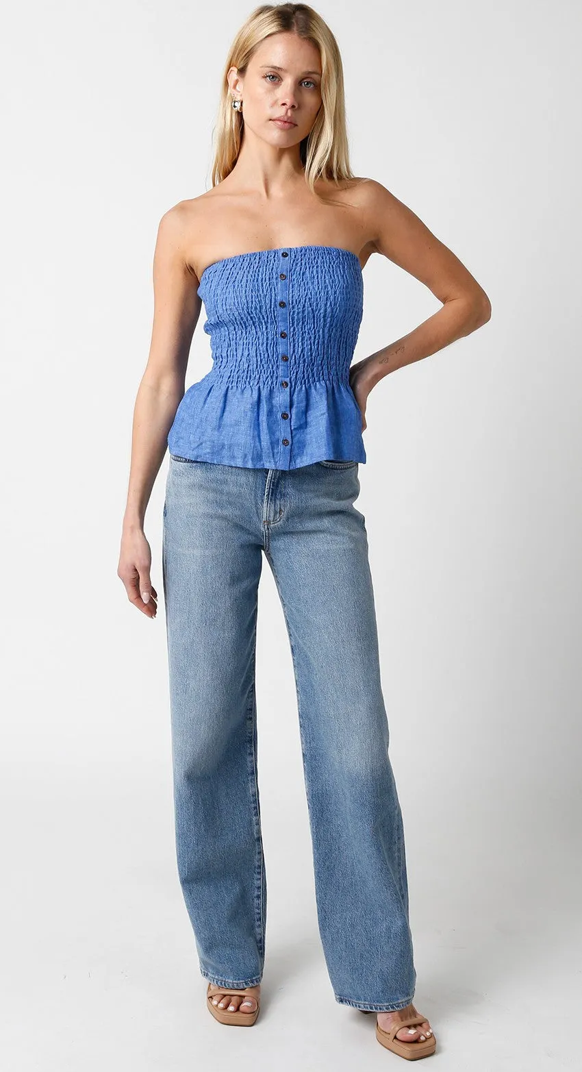 Jenny Linen Strapless Top