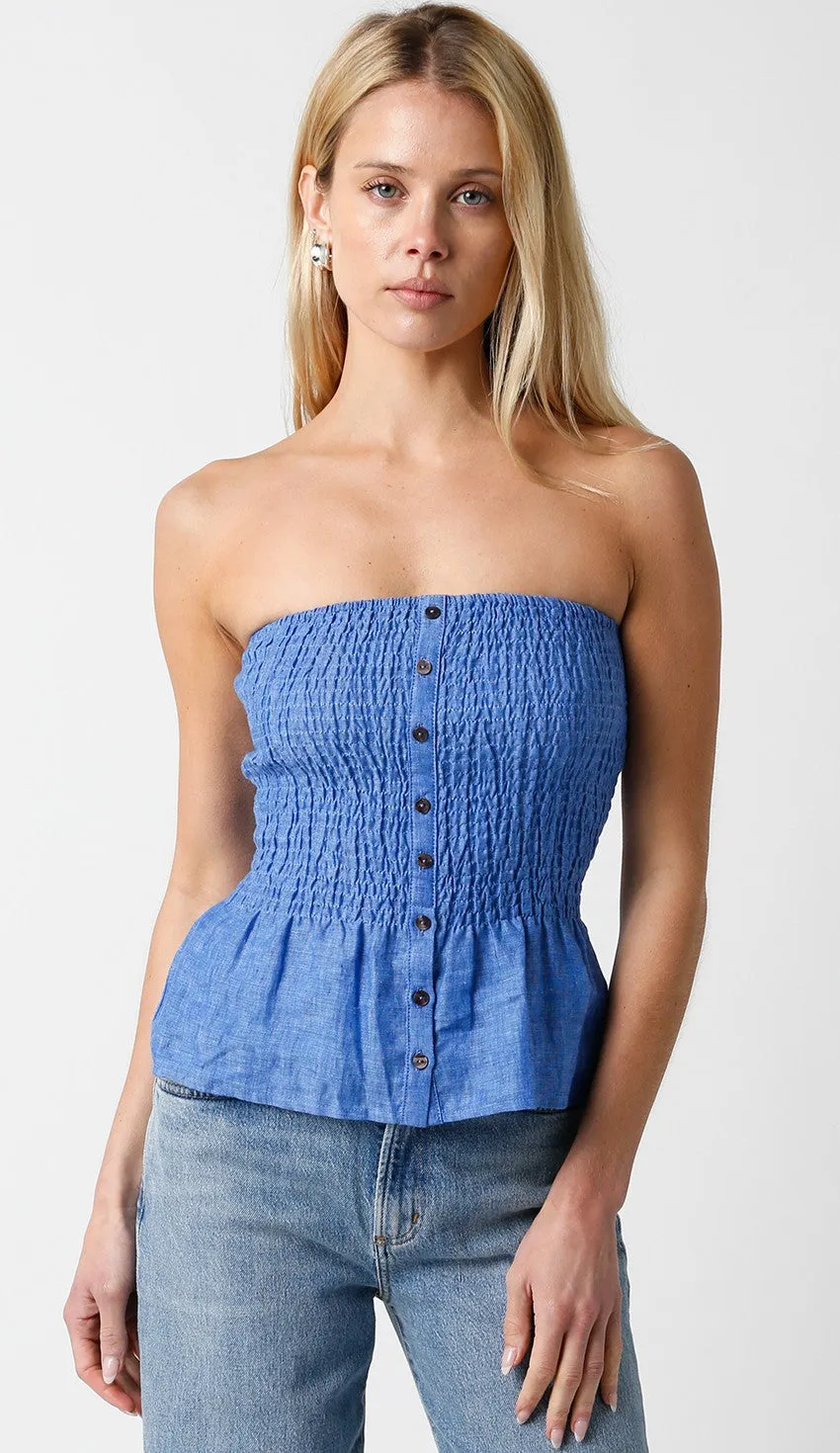 Jenny Linen Strapless Top