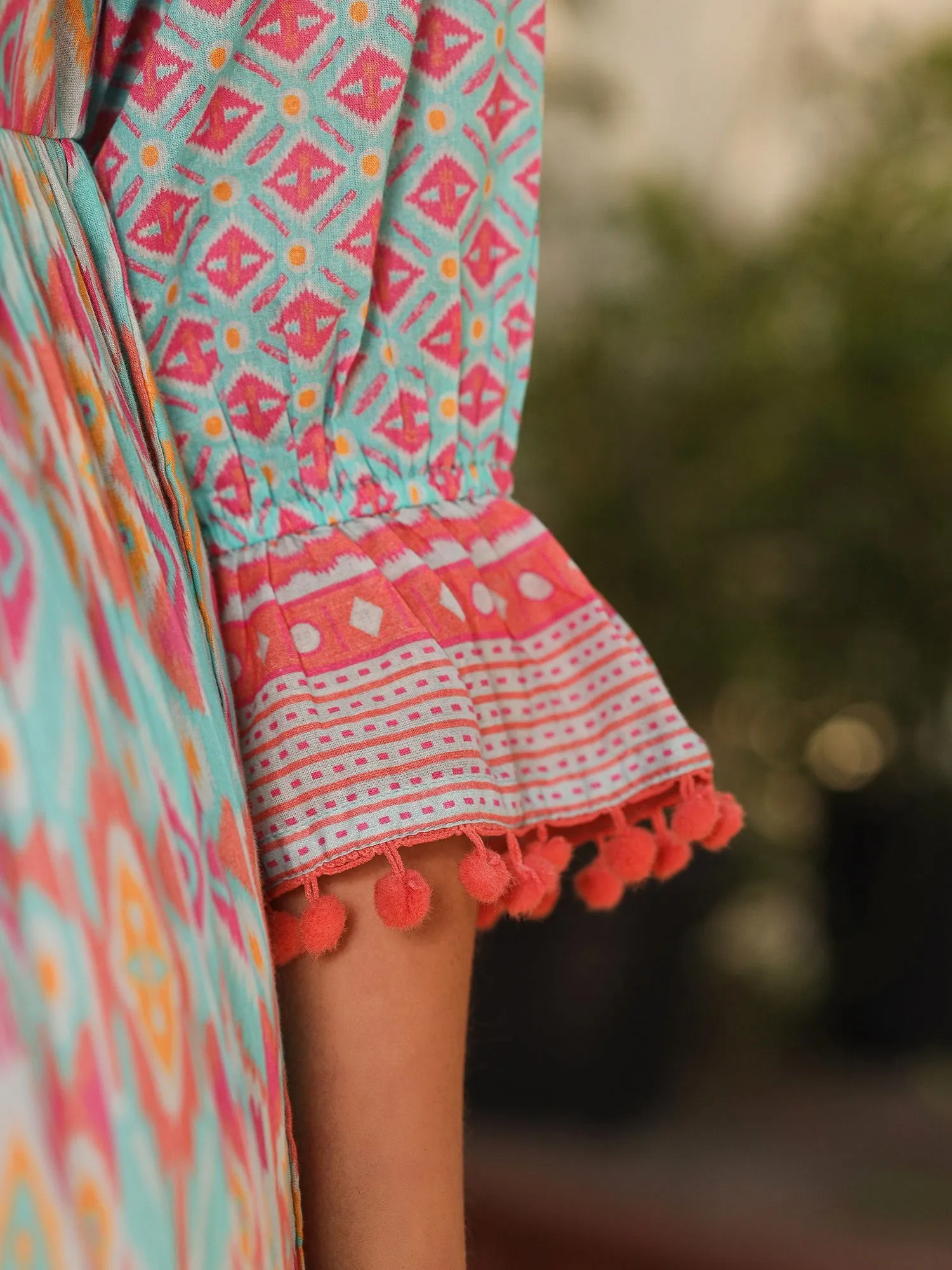 Juniper Sky Blue Embroidered Cotton Voile Peplum Tunic