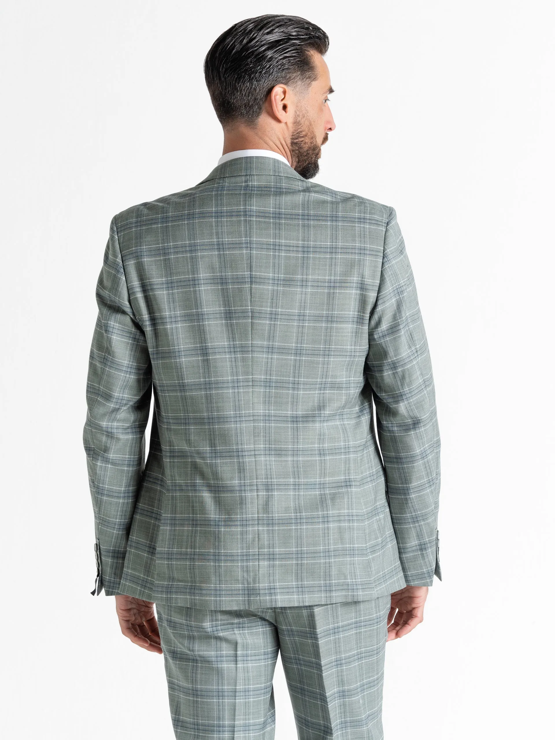 KENSINGTON OLIVE WITH WHITE AND BLUE CHECKS DETAILING