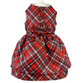 Klippo Red Plaid Dog Dress with Matching Leash