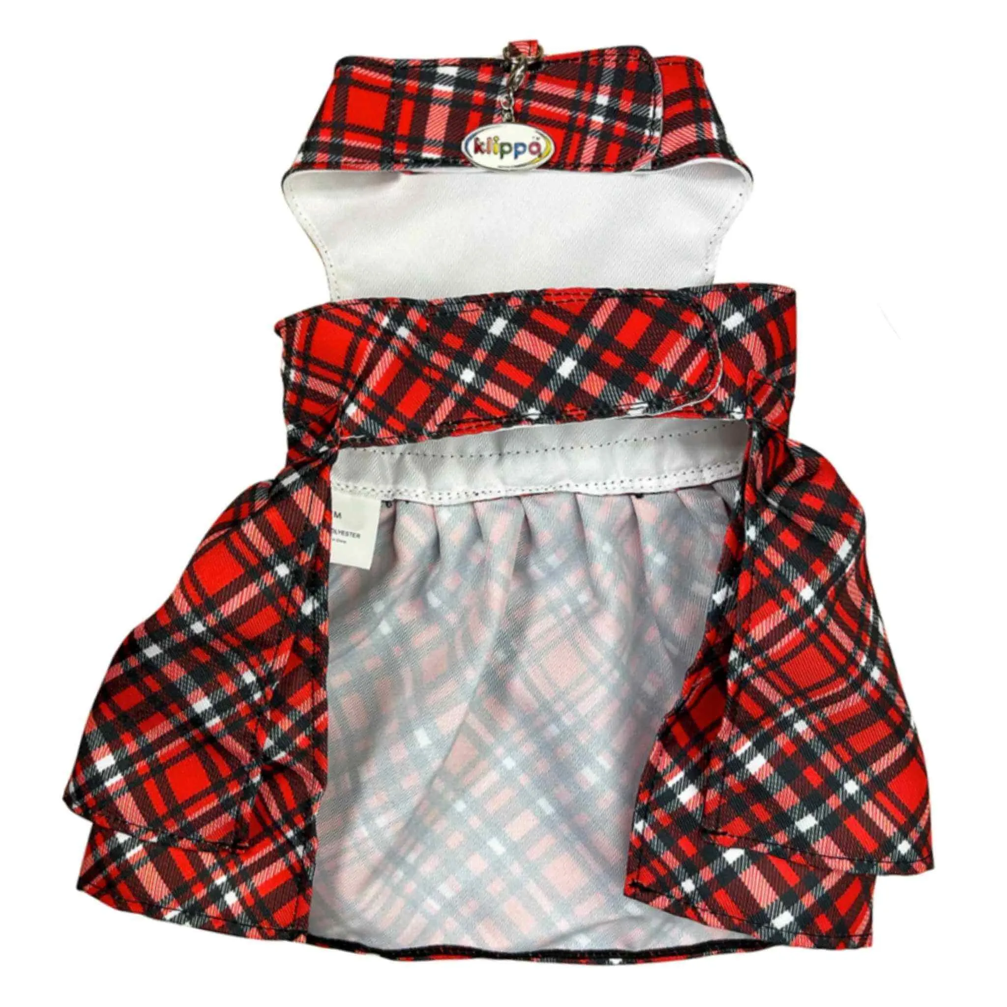 Klippo Red Plaid Dog Dress with Matching Leash