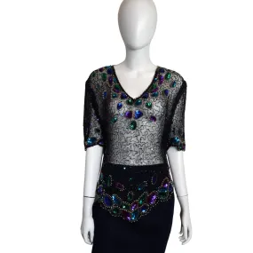 Laurence Kazar New York Beaded Bodice Blouse Size L