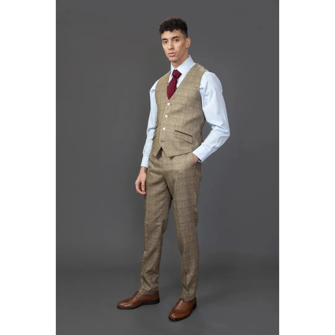 Liam - Men's Brown Check Waistcoat