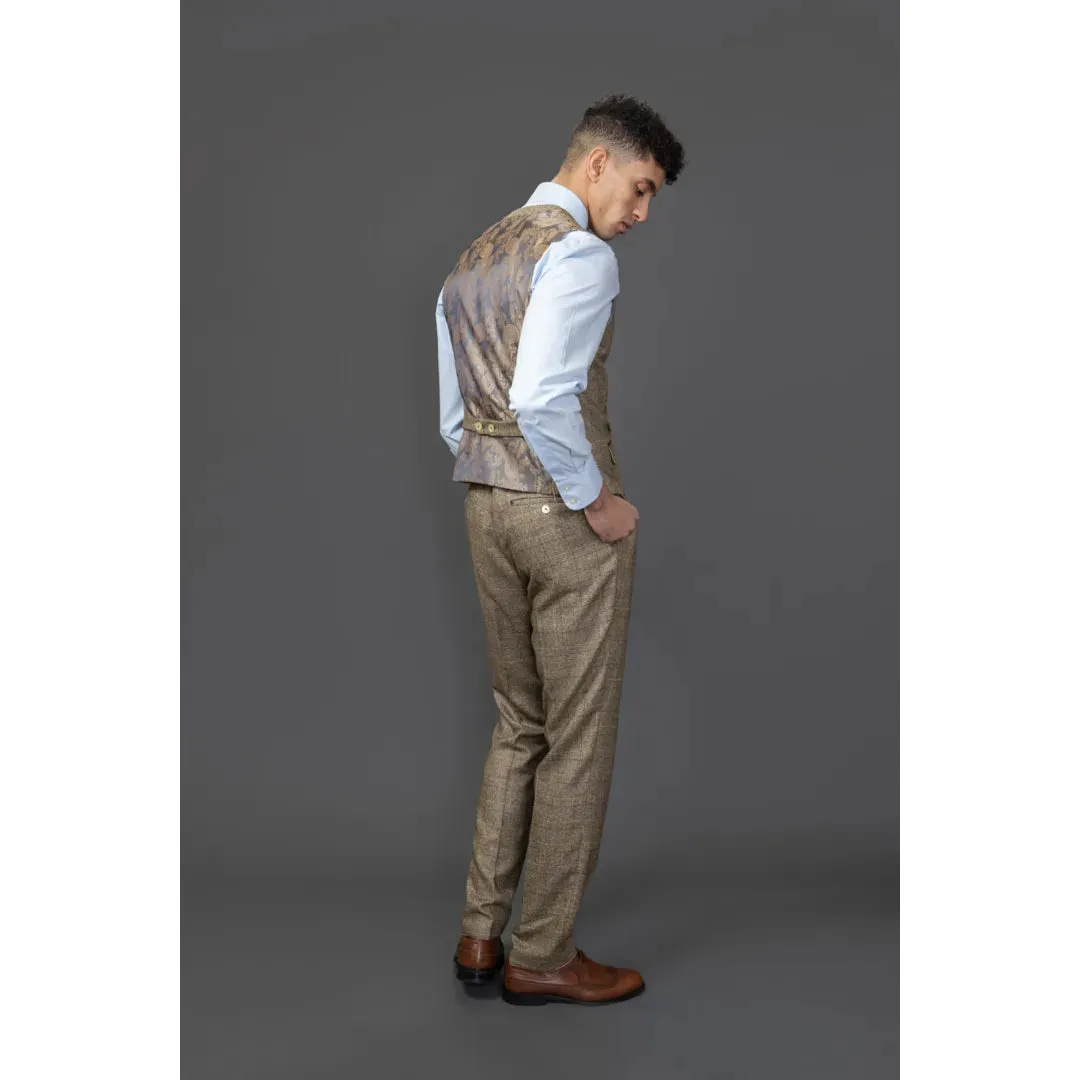 Liam - Men's Brown Check Waistcoat