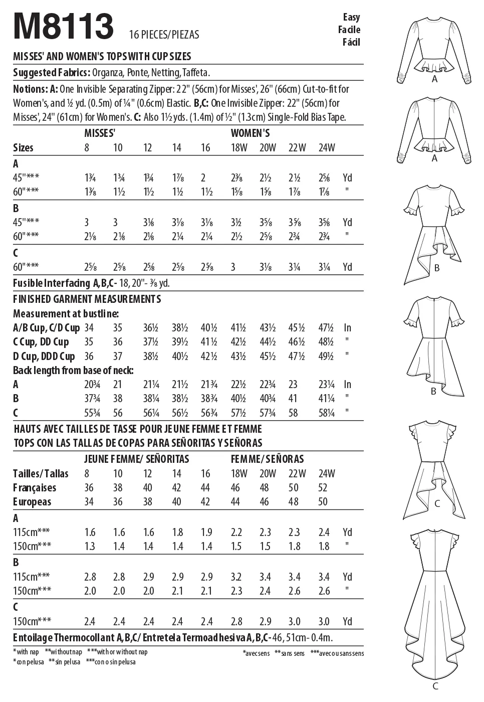 McCall's 8113 Misses' / Women's Tops pattern #PortiaMcCalls