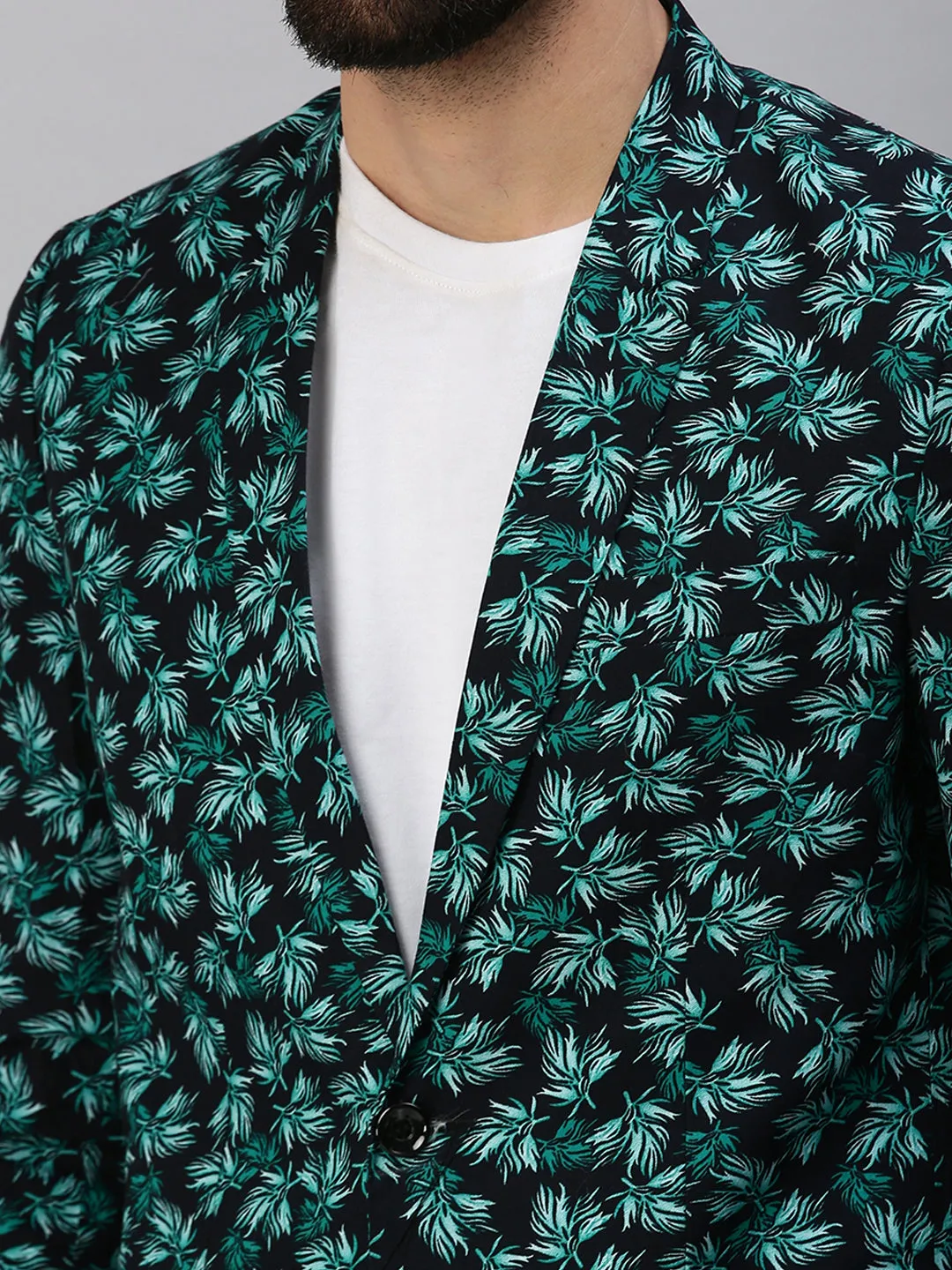 Men Green Printed Party Blazers